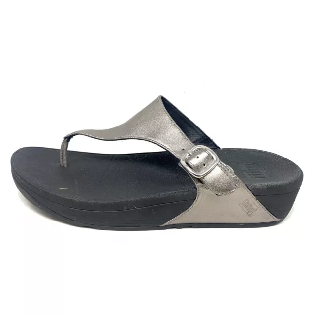FitFlop Sz 9 M Pewter Thong Post Flip Flops Women's Sandals Slip On  A96-054
