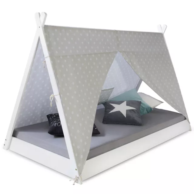 Kinderbett Tipi Hausbett 90x200 cm Lattenrost Bettgestell Holz Bett Homestyle4u