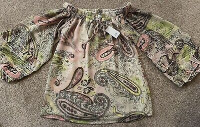 BNWT RIVER ISLAND Paisley Garden Party Flared Sleeve Top Blouse Size 8 RRP £32