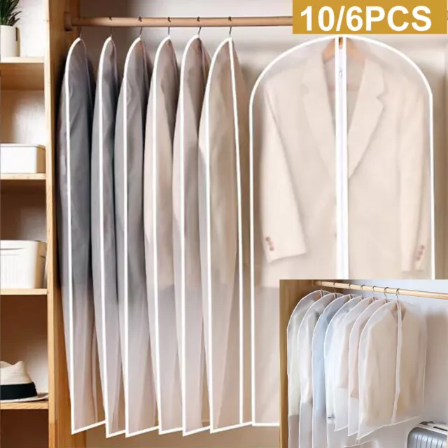 10Pcs Zip Up Hanging Suit Dress Coat Garment Bag Clothes Cover DustProof Storage