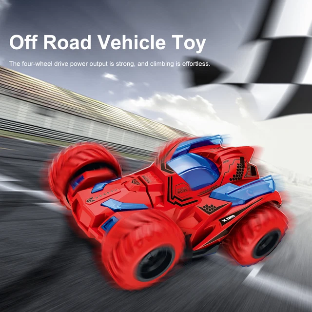 Kids Toy Pull Back Car Double-Sided Friction Powered Flips Inertia Big Tire 4WD Car Off-Road Vehicle Children Toy Gifts