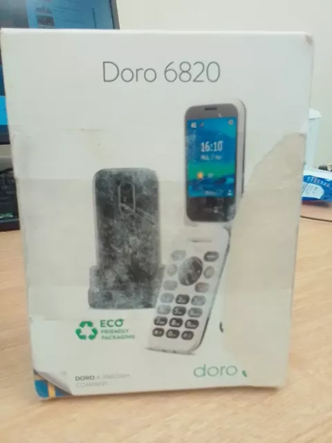 Doro 6820 Senior 4G sbloccato flip cellulare con display esterno scatola danneggiata