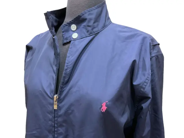 RALPH LAUREN GOLF L  Jacket Navy Blue Pink Polo Pony Track Activewear    Read