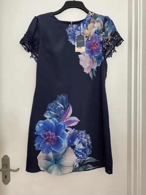 Oasis Navy Floral Shift Dress Wild At Heart Nikki Tibbles Size 14 BNWT