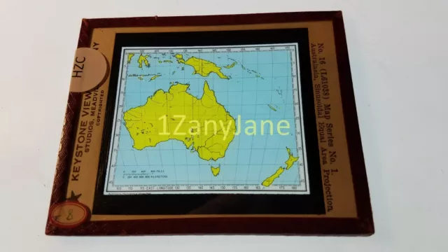 HZC Glass Magic Lantern Slide Photo Vintage MAP OF AUSTRALIA