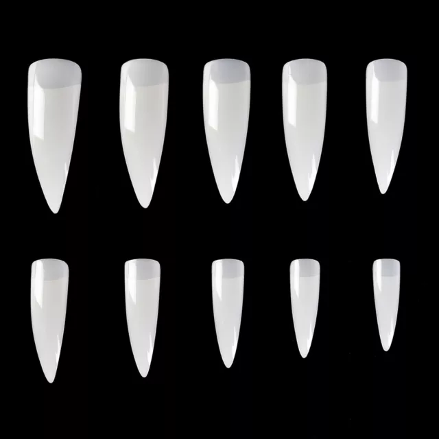 500pcs Big Stiletto False Nail Tips Half Cover Clear White Natural Fake Nails