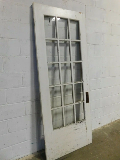 1900's Antique ENTRY DOOR Original Glass CRAFTSMAN Style 15 Lite Fir ORNATE