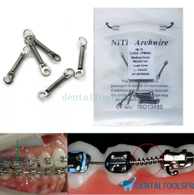 5 paquet Ressorts pour l'orthodontie dentaire Bobine fermée Niti fil d'arc