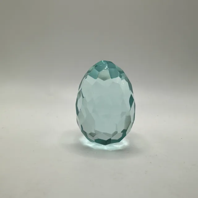 Small 1.5" Aqua Multi-Faceted Cut Prism Crystal Decorative Egg Paperweight
