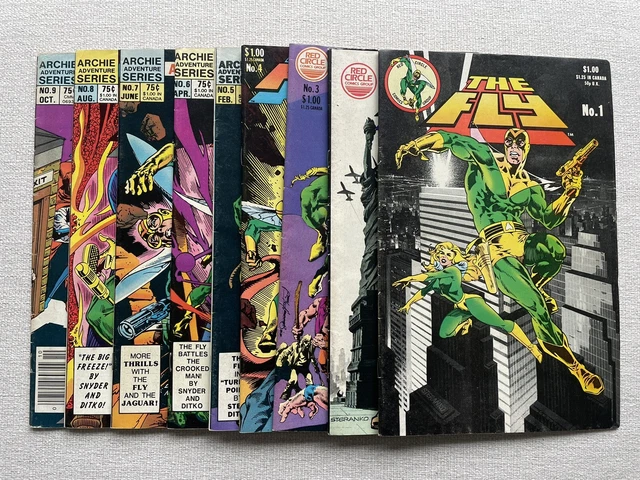 The FLY Comics 9 Issue Complete Series Lot! Red Circle! Steranko! Ditko! Archie