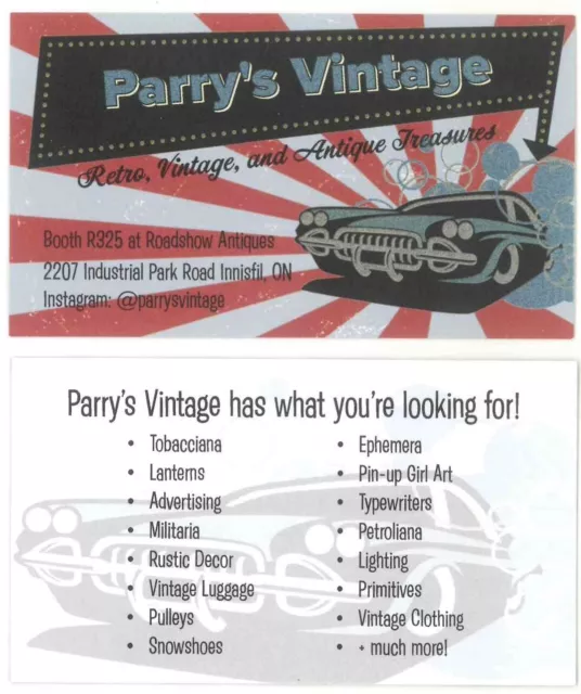 Business Card:  Parry's Vintage (Innisfil, ON Canada)