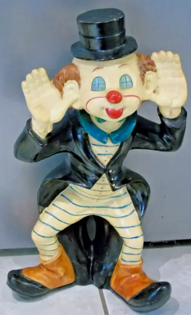 Statue ancienne années 70, Clown tirelire grimaçant en terre cuite? 42 cm