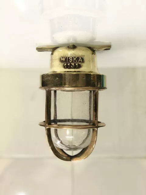 Vintage Original Cargo Marine Brass Nautical Old Antique Bulkhead WISKA Light