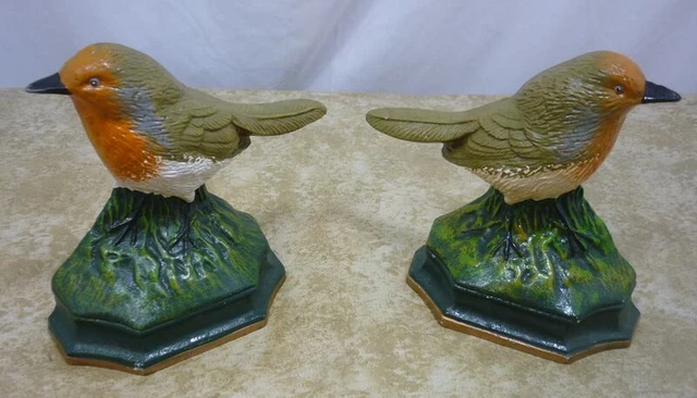 Pair Cast Iron Bird Bookends Door Stops  23D020