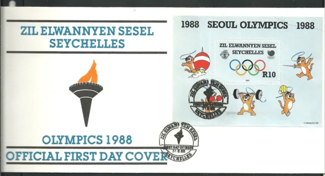 1087/Seychellen Äußere FDC ETB 1988 Block 5 Olympische Spiele