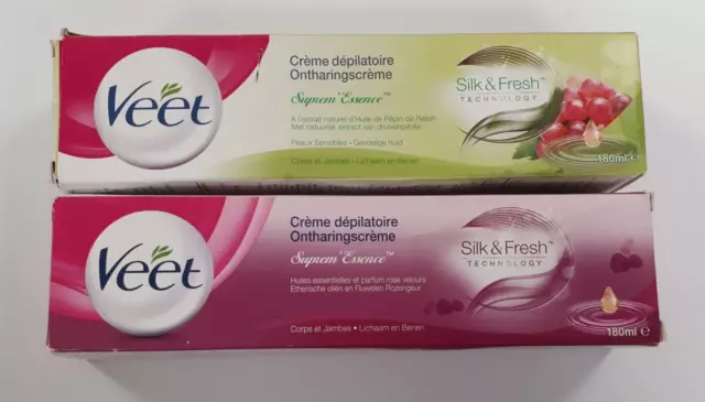 VEET Lot de 2 pcs Crème dépilatoire SILK & FRESH 180 ml /LOT3