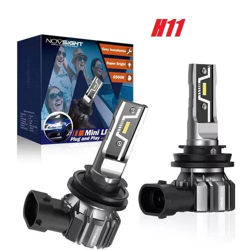 NOVSIGHT Compact H11 LED Headlight Bulbs Kit High/Low Beam 10000LM 6500K White