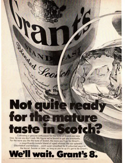 1968 Grant's 8 Year Old Scotch Whiskey 86 Proof Imported Austin Nichols Print Ad