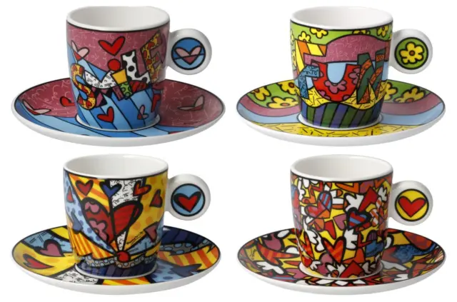 4er Set Espressotassen ROMERO BRITTO Pop Art Goebel Porzellan