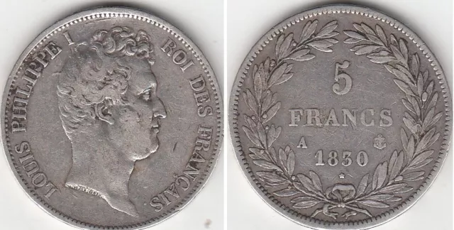 Monnaie Française 5 Francs argent Louis-Philippe I 1830 A