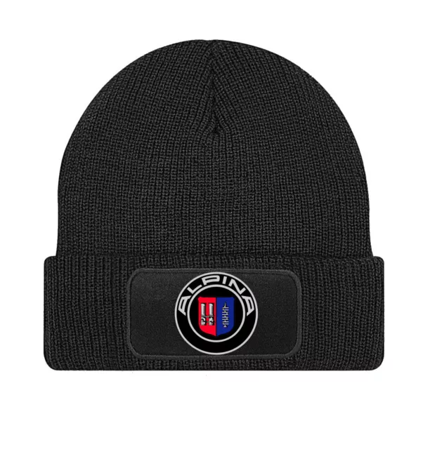 ALPINA LOGO Auto Schwarze Beanie Strickmutze - STRICK163