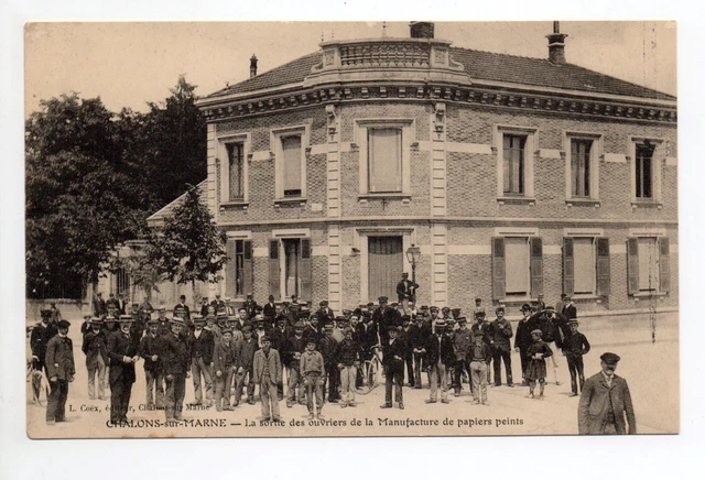 CHAMPAGNE CHALONS Marne CPA 51 exit workers paper manufacturing