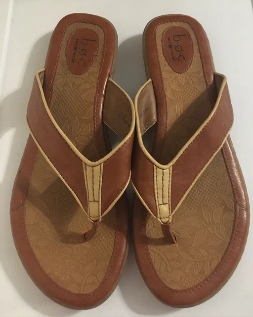 BOC Born Concept Women’s Size 10 Brown Tan Faux Leather Flip Flop Thong Sandals