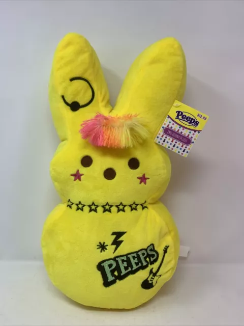 Peeps Easter Bunny Emo Rock Star Plush 16” Yellow