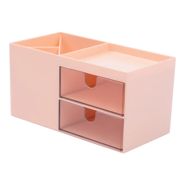 Organizer trucco rosa a 4 scomparti e 2 cassetti organizer multifunzione