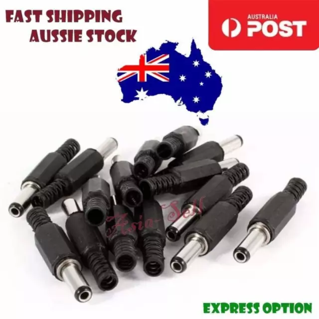 10pcs DC 5.5x2.1mm Power Cable Male Plug 14mm Shaft Connector Adaptor Plastic