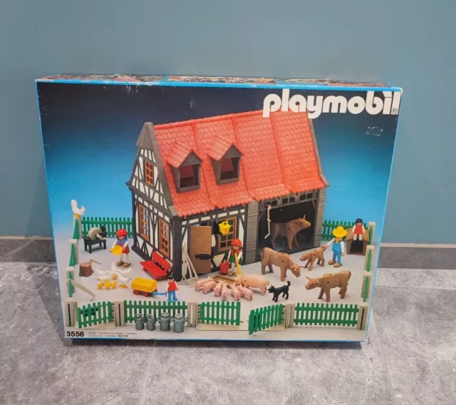 Rare Playmobil 3556 Ferme Vintage 1985 En Boite Polystyrène Notice Vgc W.germany