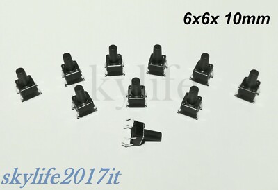 Arduino 10pz Mini Micro PULSANTE 6X6X11mm INTERRUTTORE SWITCH TATTILE 4 PIN Arduino 