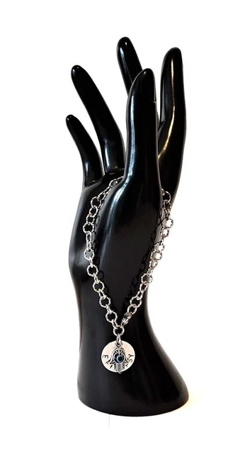 Pulsera de alerta médica con estampado de acero inoxidable retorcido disco médico y HAMSA