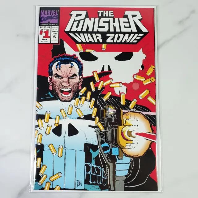 PUNISHER WAR ZONE #1 1992 90s Marvel DIE-CUT COVER John Romita Jr Klaus Janson