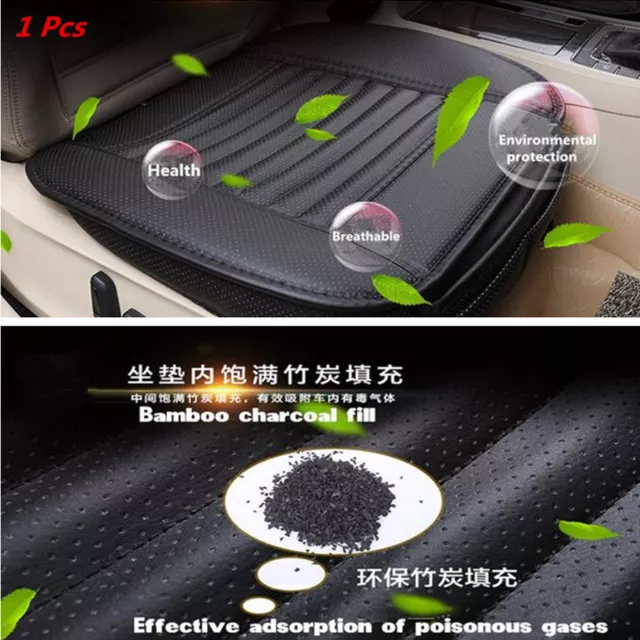 1Pc Car PU Leather Black Seat Pad Soft Cushion Protect Mat Cover Bamboo Charcoal