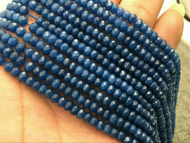 Natürlich 2x4mm Facettiert Blau Saphir Edelstein Rondelle Lose Perlen 15" Strang