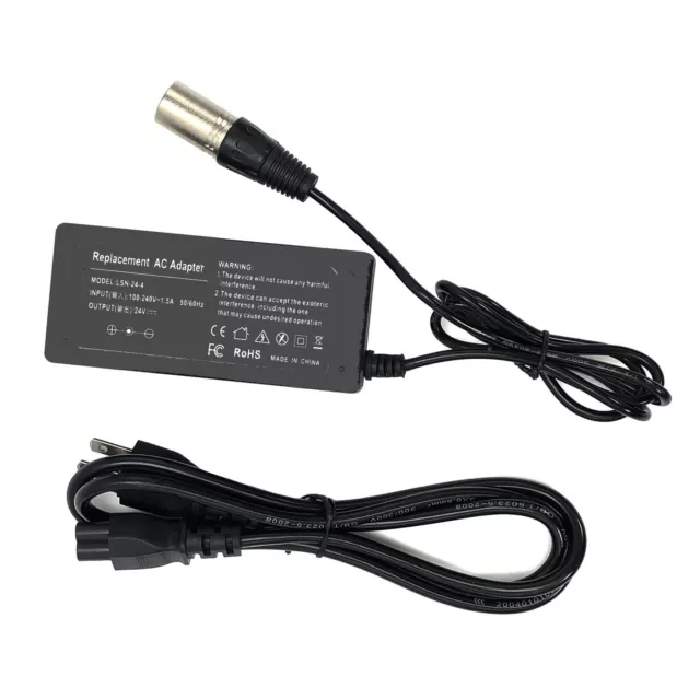 NEW 24V XLR AC Adapter Charger for Hoveround MPV 5 w/P.Cord