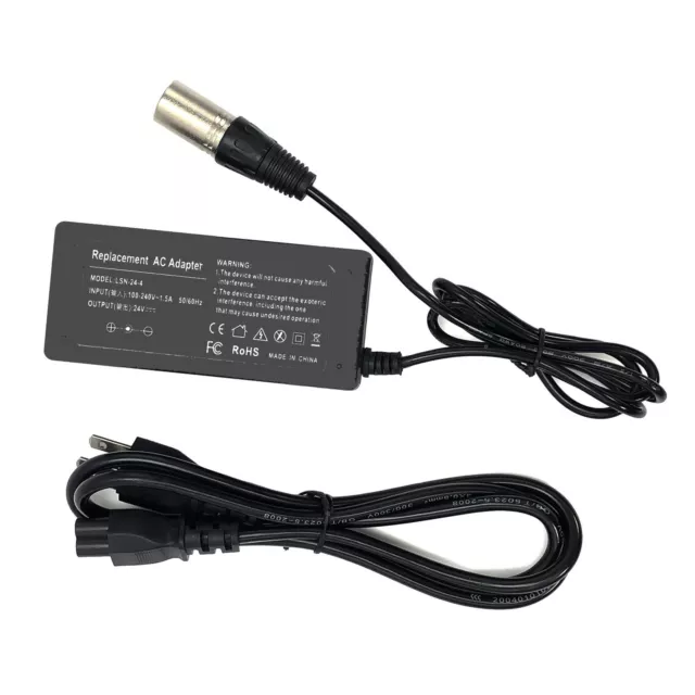 NEW 24V XLR AC DC Adapter Charger for Zip'r Mobility Mantis w/P.Cord