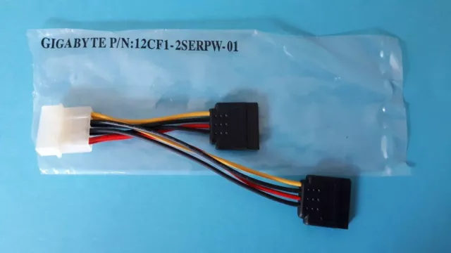 Molex sur 2 x SATA distributeur d'alimentation câble d'alimentation lecteurs gigaoctets 12CF1-2SERPW-01