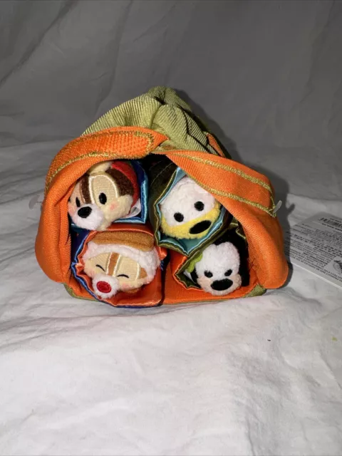 Disney Tsum Tsum Micro Chip Dale Goofy Pluto Tent Camping Sleeping Bags 4 Plush