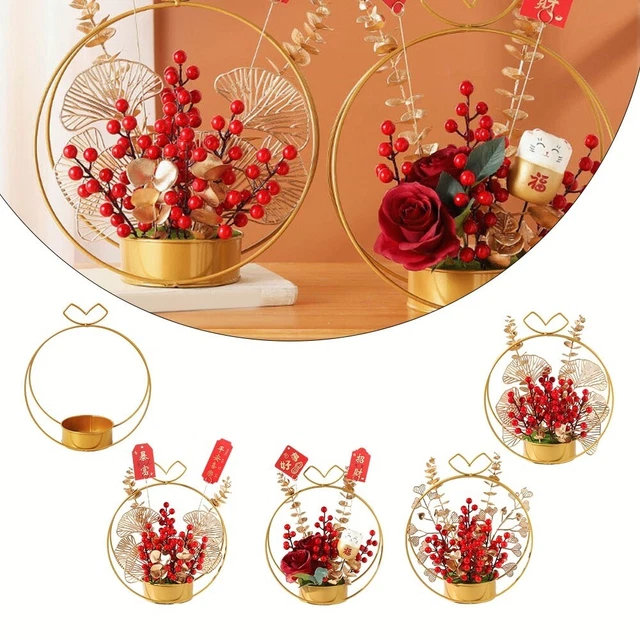 Panier Décoratif Avec Fleurs Artificielles En Rotin - Violet Et Rose (30x20x20 Cm)