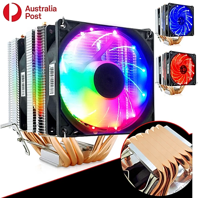 6 HEAT PIPES CPU Cooler Cooling Fan 4 Pin PWM RGB Intel LGA Core AMD ...