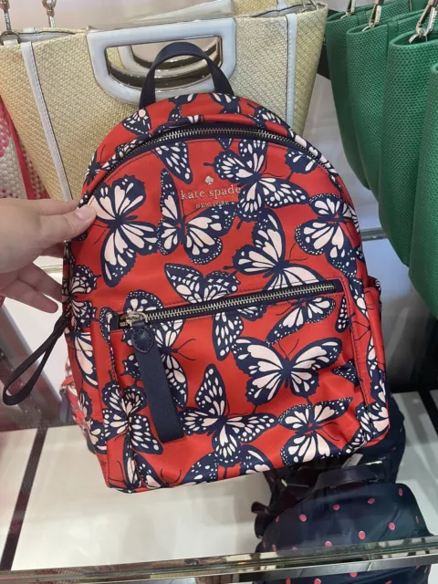 Kate Spade Chelsea Medium The Little Better Nylon Backpack Black Multi Apple