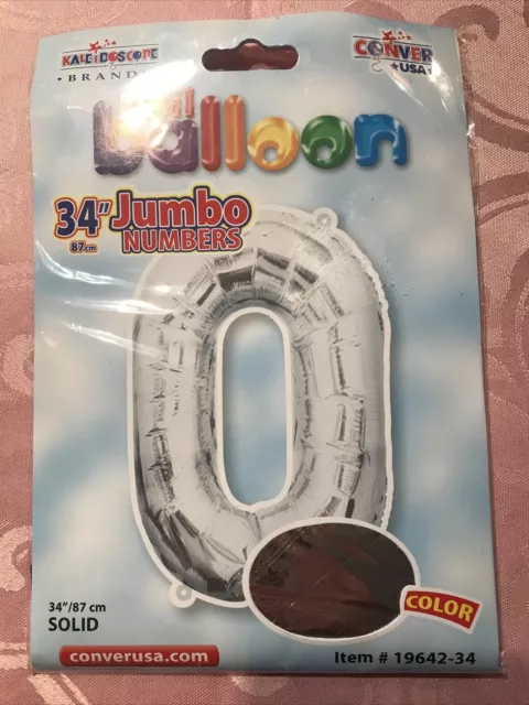 XL 34" Jumbo Number 0  Silver Foil Balloon Party Decorations