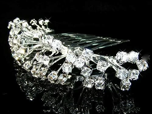 Floral Crystal Spray Buds Austrian Crystal Bridal Hair Comb UK SELLER