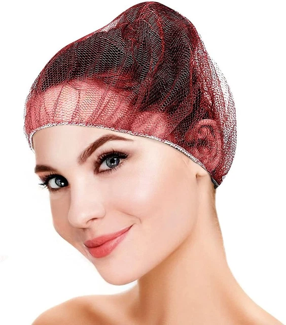 Disposable Nylon Hair Caps 24. Pack of 100 Red Bouffant Hairnets with Elastic