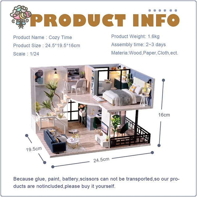 CUTEBEE DOLLHOUSE MINIATURE with Furniture, DIY Wooden DollHouse Kit