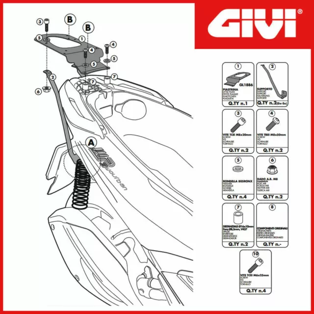 SR5600M GIVI ATTACCO BAULETTO MONOLOCK per PIAGGIO MP3 YOURBAN 125 300 2013 2014