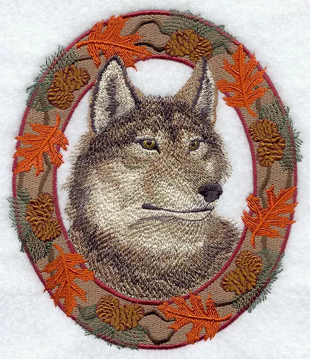 Embroidered Long-Sleeved T-Shirt - Autumn Wolf E7047 Sizes S - XXL