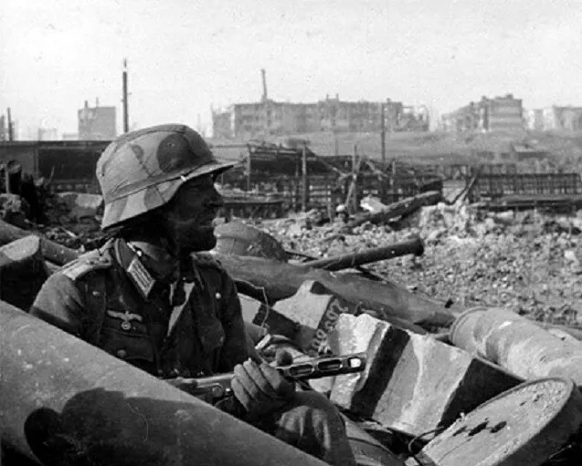 German Soldier at the Ruins of Stalingrad Soviet Union 8x10 WWII WW2 Photo 781